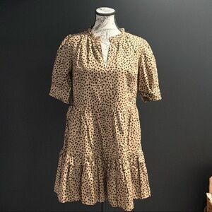 J. Crew Tan and Black Polka Dot Mini Dress